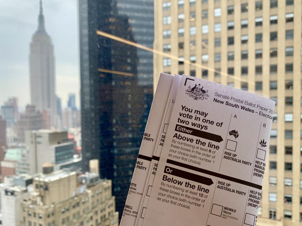 Aussie vote with a New York view. Picture: Benedict Brook