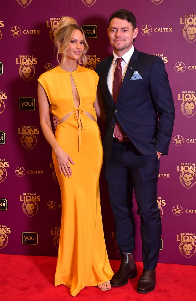 Lachie and Jules Neale at the Brisbane Lions presentation night. Picture: John Gass