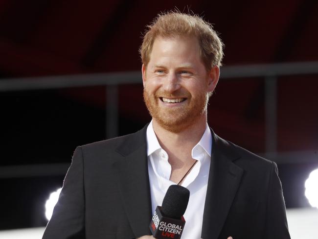 Prince Harry beams during his appearance at the Global Citizen Live concert in New York. Picture: Getty Images