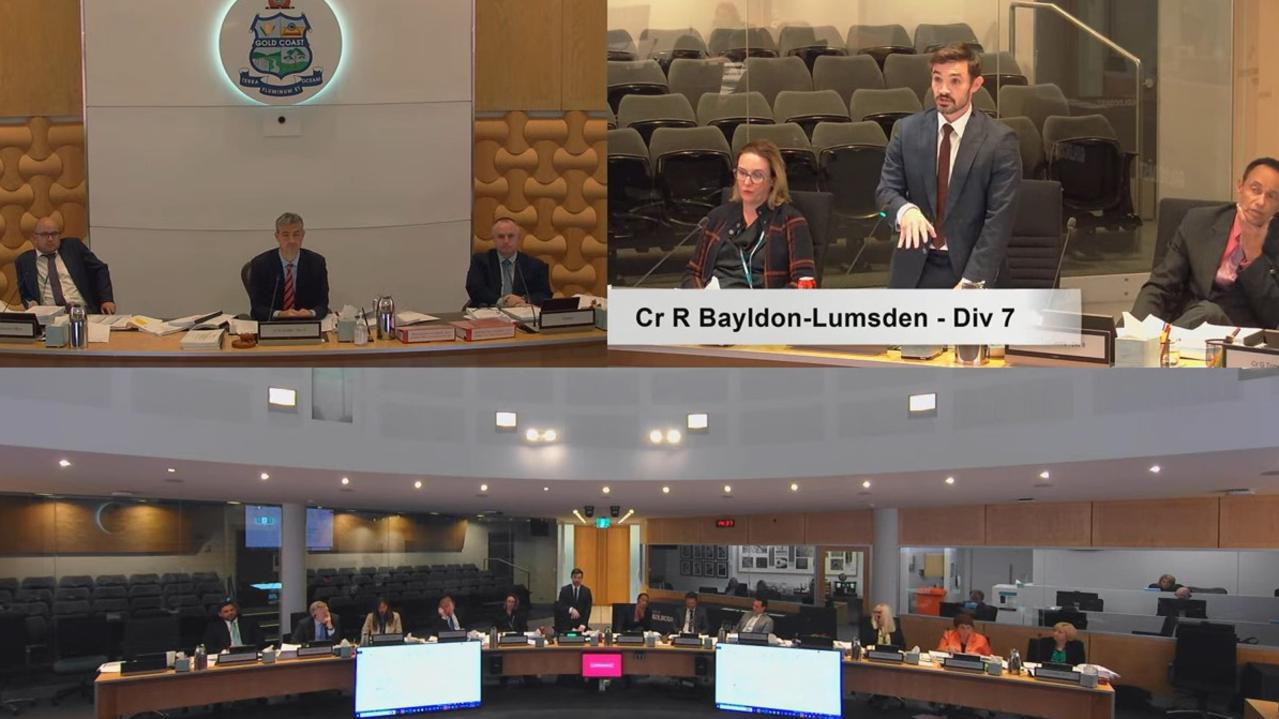 Ryan Bayldon-Lumsden speaking in favour of creating more student accommodation on the Gold Coast in a speech at a full council meeting.