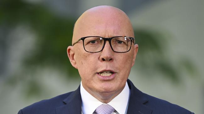 Opposition Leader Peter Dutton has vowed to cancel three offshore wind farm projects if he wins office. Picture: NewsWire / Martin Ollman