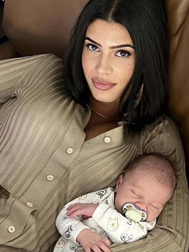 Lucciana Beynon, daughter of Gold Coast tobacco tycoon Travers “The Candyman” Beynon, with her new baby brother Santiago. Photo: Instagram.