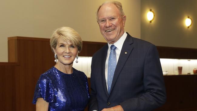 Julie Bishop and Bruce Baird in Canberra for the budget announcement. Picture: Sean Davey