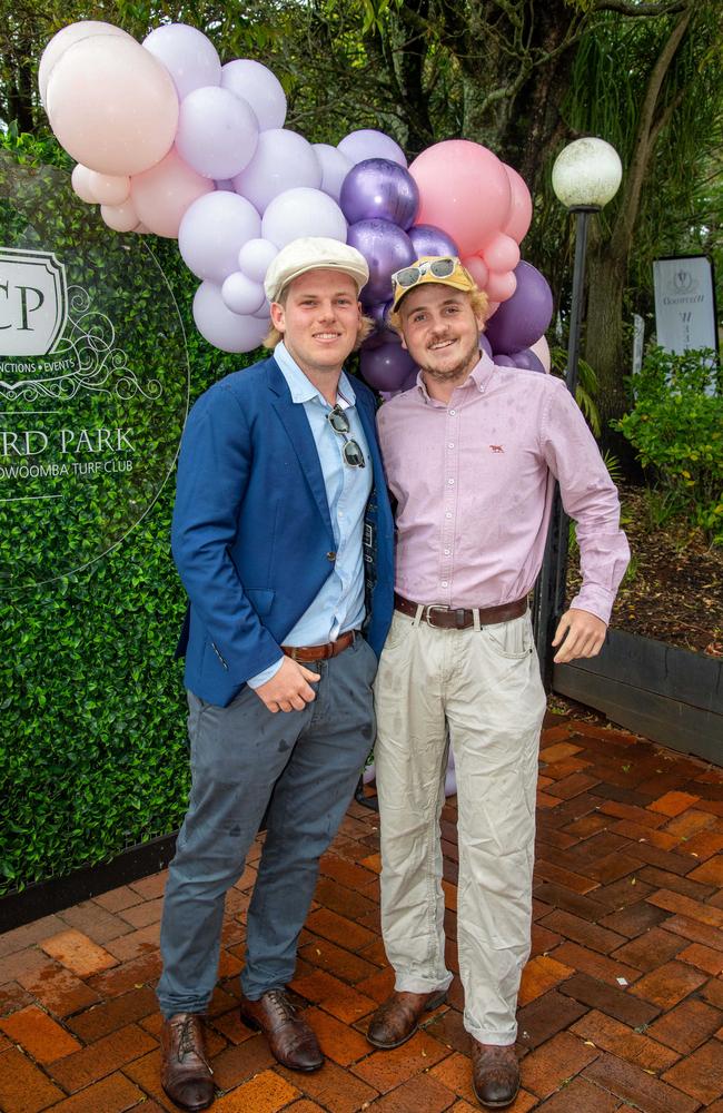 (From left) Jacob Pacey and Will Sullivan. Weetwood Raceday at Toowoomba Turf Club. Saturday, September 28, 2024. Picture: Nev Madsen.