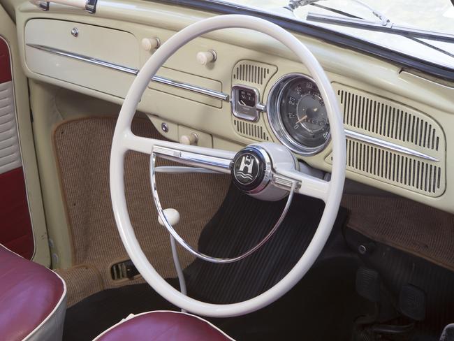 The spartan interior of a 1962 Volkswagen Beetle. Picture: Supplied