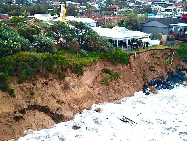 Up to a dozen home are under threat of erosion after huge seas have battered Wamberal Beach. Picture: Facebook