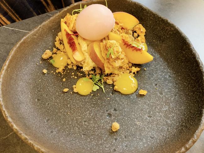 Shibui’s peach cheesecake with honeycomb. Photo: Dianne Mattsson