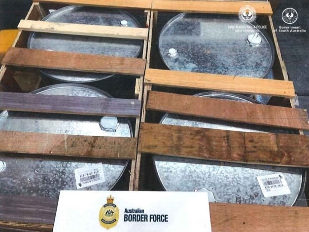 About 800 litres of fantasy was seized from a Largs Bay address, with one man arrested. It's worth about $5.6m. Picture: SAPOL,