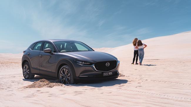 Mazda CX 30 at Lancelin sand dunes, WA