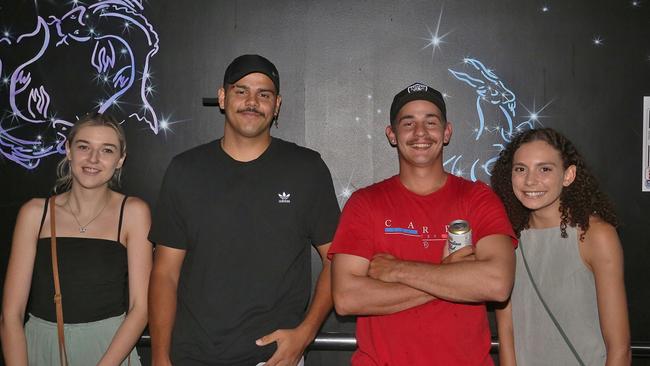 L-R Taya Molloy, Tyreik Saltner, Mitch Raywood and Caliah Saltner at Zodiac Nightclub.Photo Liam Fahey / Morning Bulletin