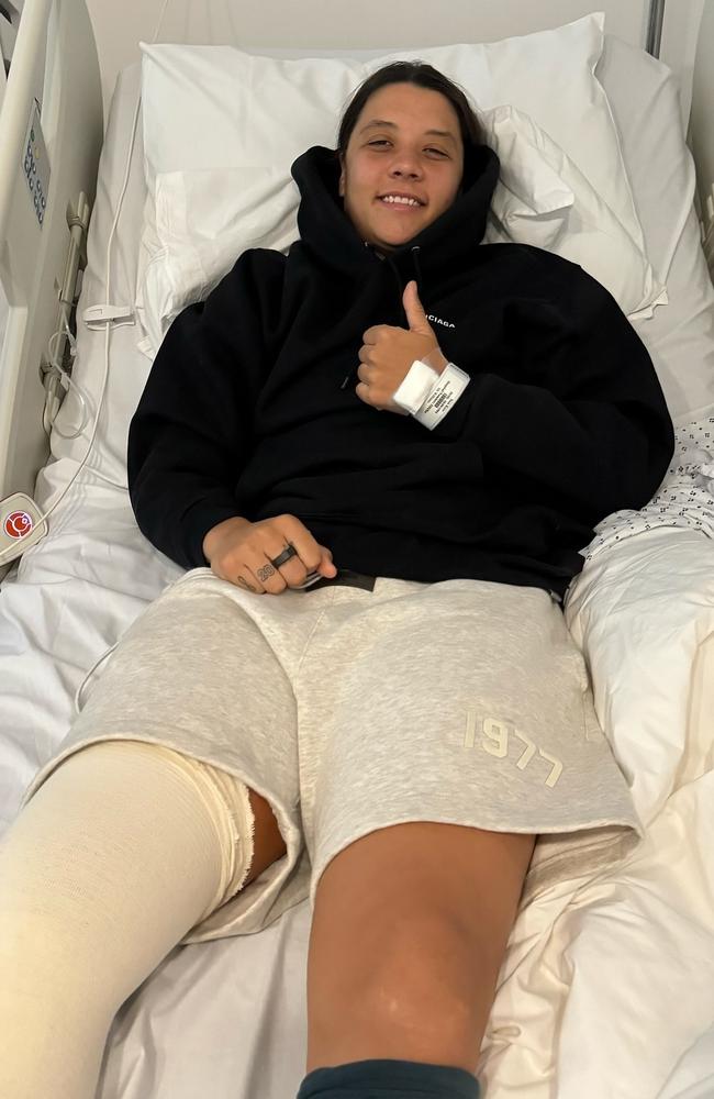 Sam Kerr is still rehabilitating her knee injury which has kept her out of the US Matilda’s game against Mexico, and the Paris Olympics. Picture: Instagram