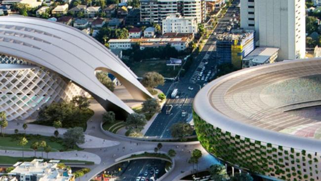 One proposal for Brisbane Arena was that it sit adjacent to the Gabba, with access to Cross River Rail. Picture Supplied