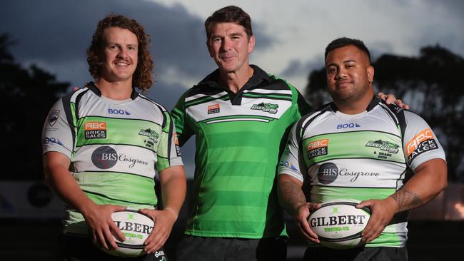 Jamie Laga (right) is among the Alleygators recruits to have departed. Ryan Biscoe (left) remains at the club, as does coach Anthony Dwyer. Picture: Glenn Hampson