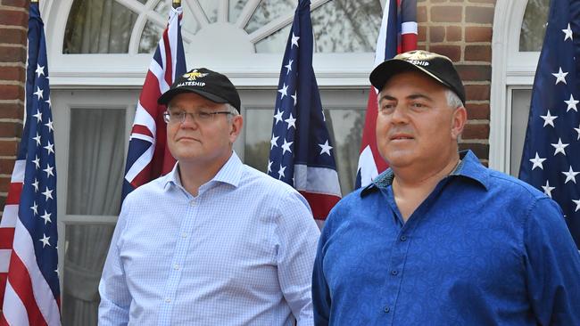 Australian Prime Minister Scott Morrison joins Joe Hockey at a garden party at the Ambassador’s residence in Washington DC in September last year. Picture: AAP