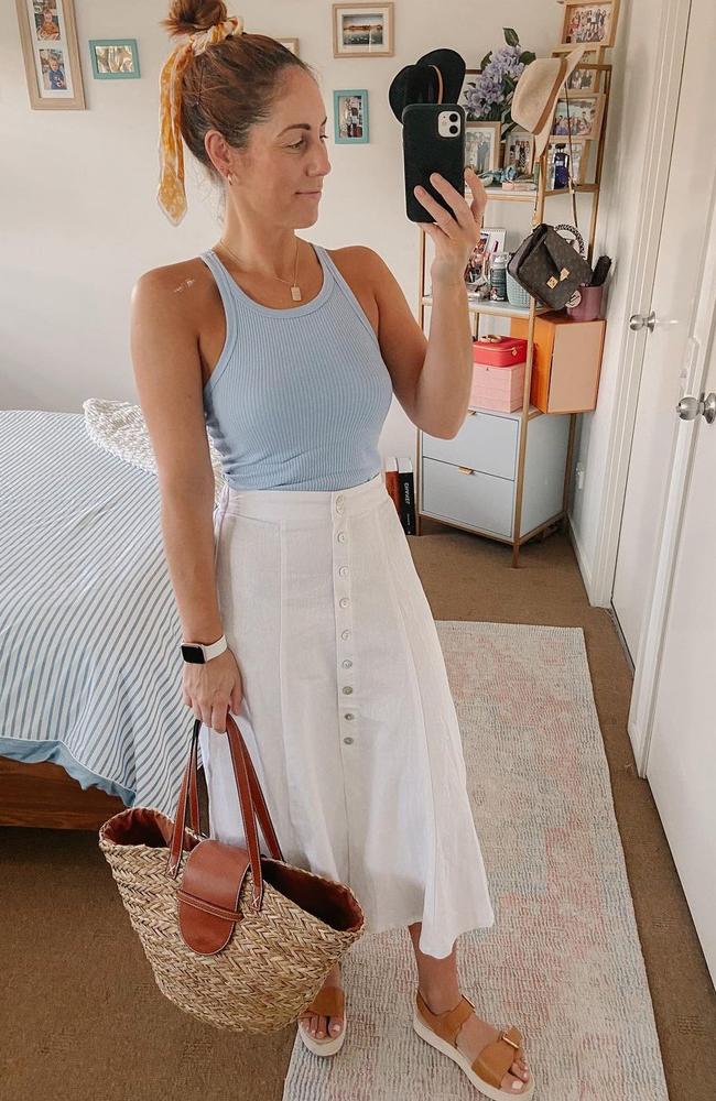 Fellow fashion blogger Dee Waters also took to Instagram to praise her affordable buy matching it with a singlet from Cotton On and sandals and bag from Kmart. Picture: Instagram/dees_style_file