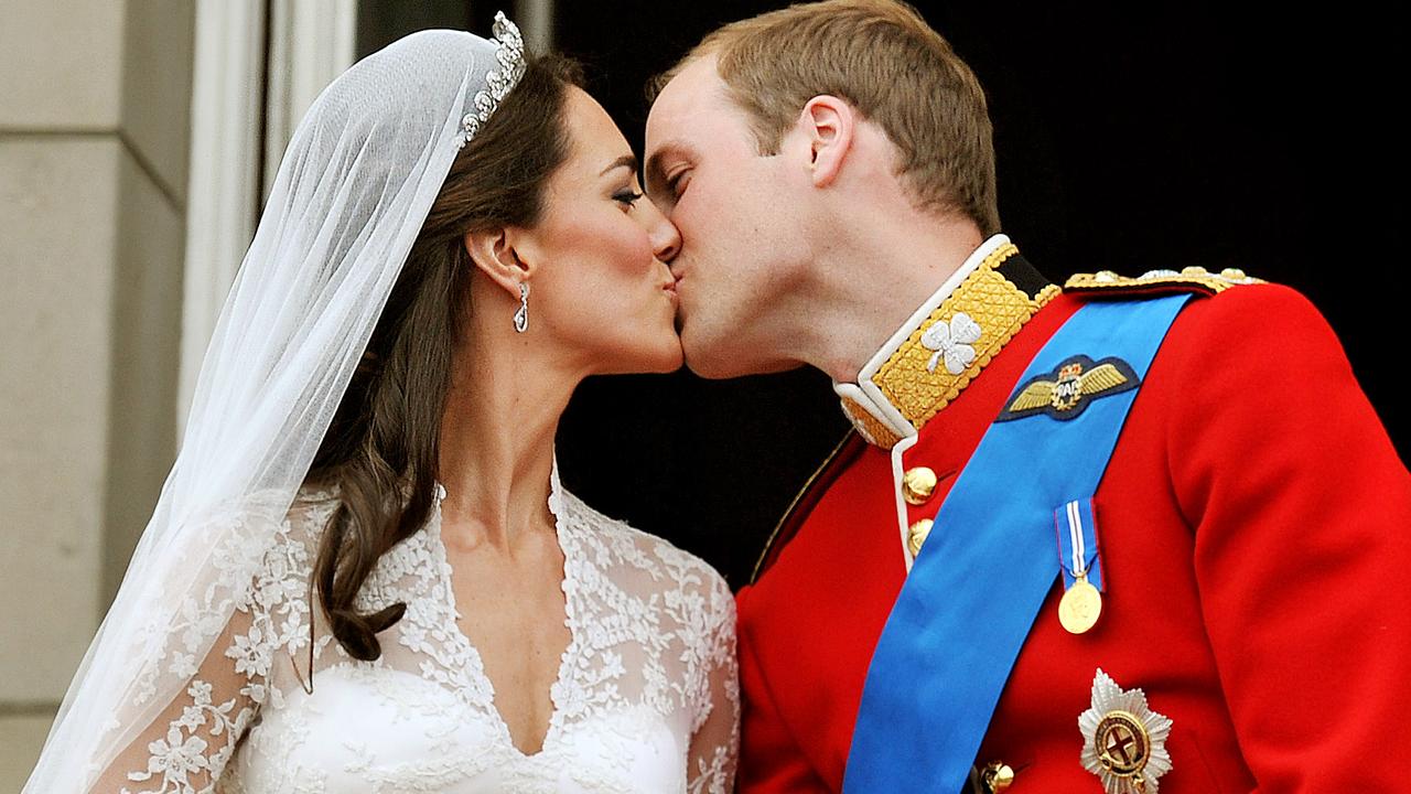 Prince William and Kate Middleton on the Buckingham Palace balcony after their 2011 royal wedding. Picture: JOHN STILLWELL