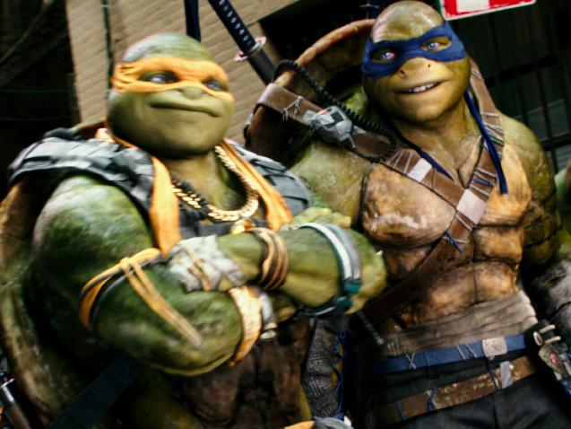 Left to right: Donatello, Michelangelo, Leonardo and Raphael in Teenage Mutant Ninja Turtles: Out of the Shadows from Paramount Pictures, Nickelodeon Movies and Platinum Dunes