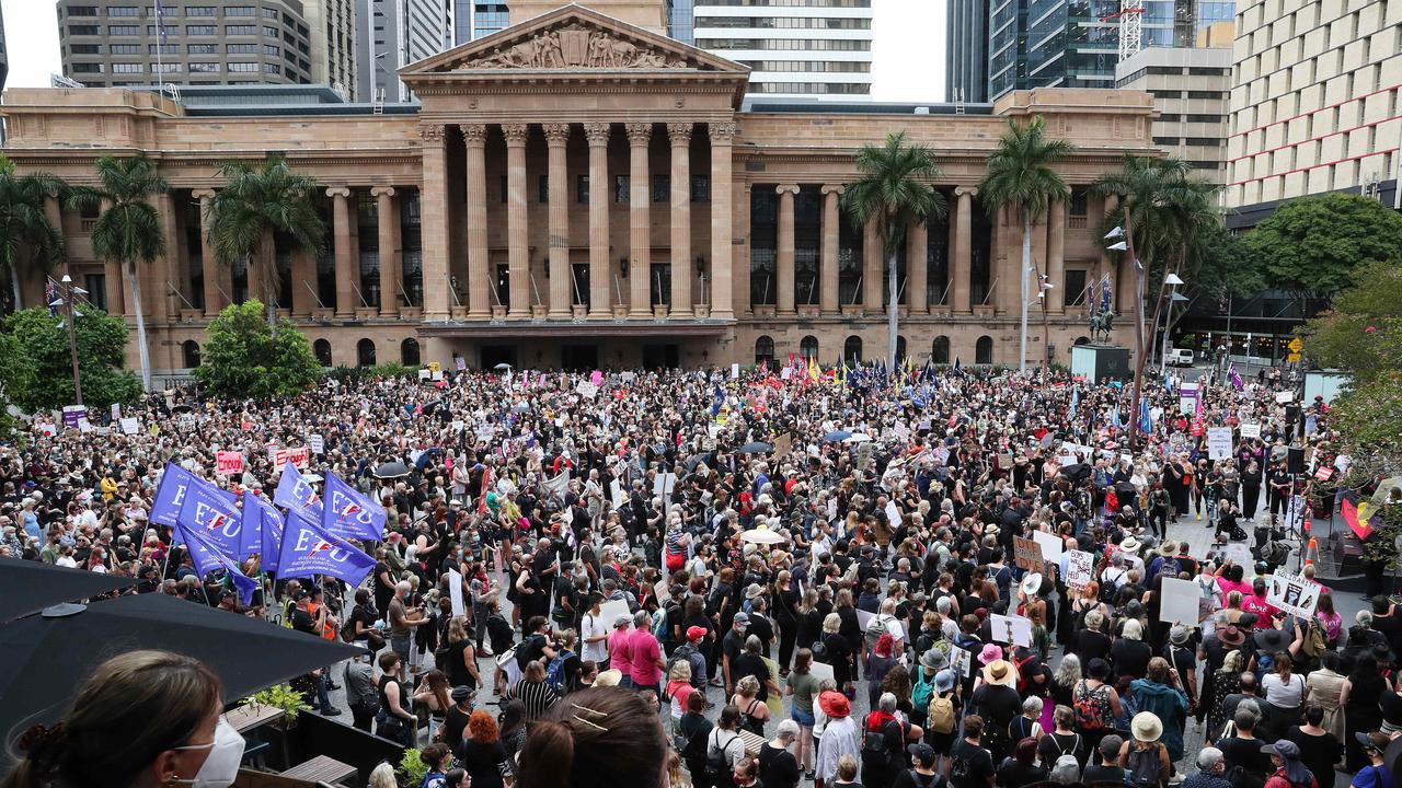 The March 4 Justice rally fills King George Square, Brisbane. Photographer: Liam Kidston.