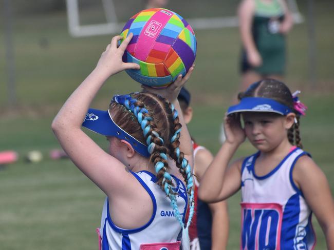 Action from Rockhampton Netball's annual Sullivan's Carnival at Jardine Park, Rockhampton, on May 24, 2025.