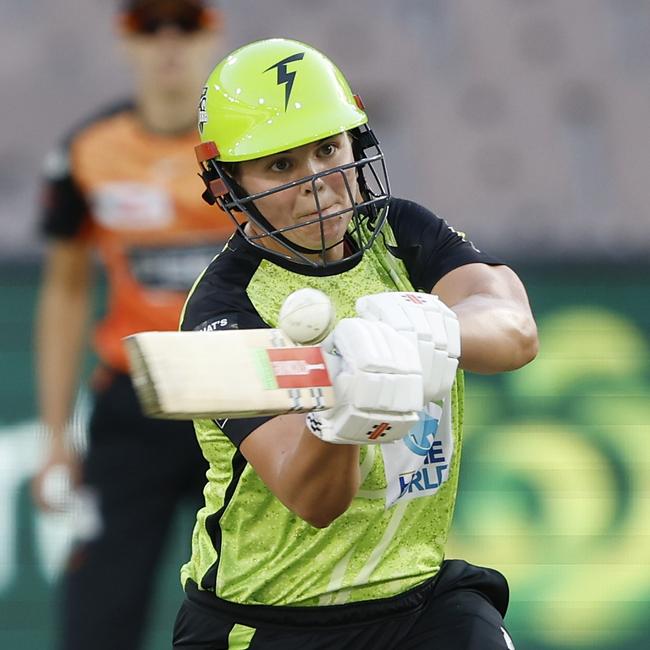 Georgia Voll slammed a career-high 97 not out to take the Sydney Thunder to an important victory over the Perth Scorchers at the MCG. Picture: Darrian Traynor / Getty Images