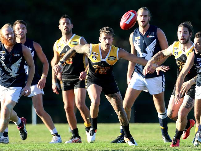 Scott Macleod of Frankston in action during the Peninsula League match between Frankston YCW and Edi-Asp played at John Coburn Oval on Saturday, May 14, 2016, in Frankston, Victoria, Australia. Picture: Hamish Blair