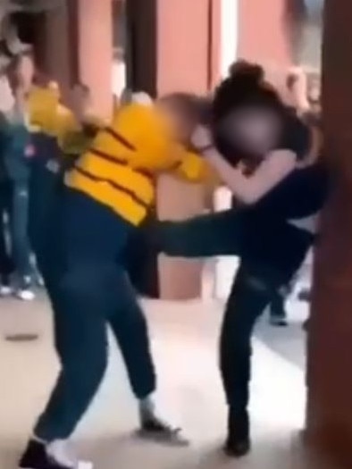 Video footage shared to TikTok of students fighting at Golden Grove High School. Picture: Supplied