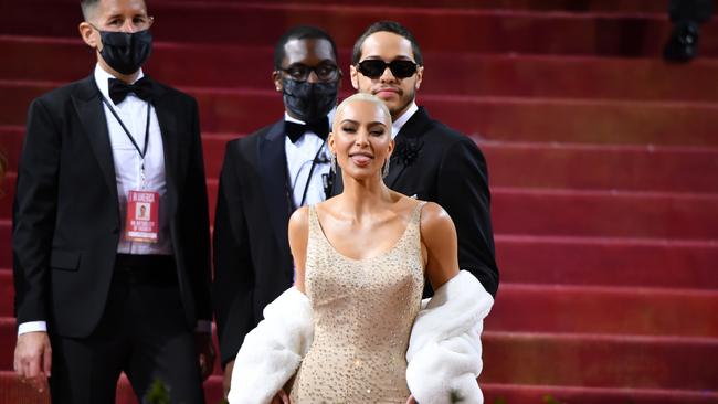 Kim Kardashian, pictured with Pete Davidson at the Met Gala last year, shocked with her new thin look, reportedly achieved with the help of Ozempic. Picture: GC Images