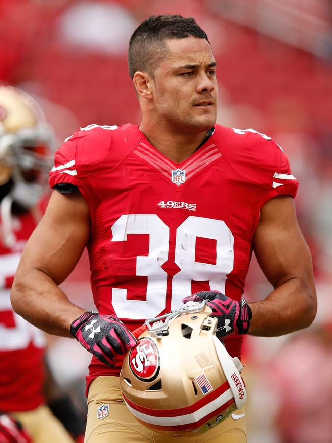 Jarryd Hayne returned to Australia a superstar, despite failing to lock up a second season with the San Francisco 49ers. Picture: Ezra Shaw/Getty Images