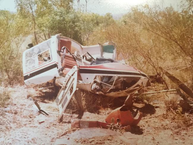 The helicopter that crashed during the investigation of a triple murder at Spear Creek near Mount Isa in October 1978.