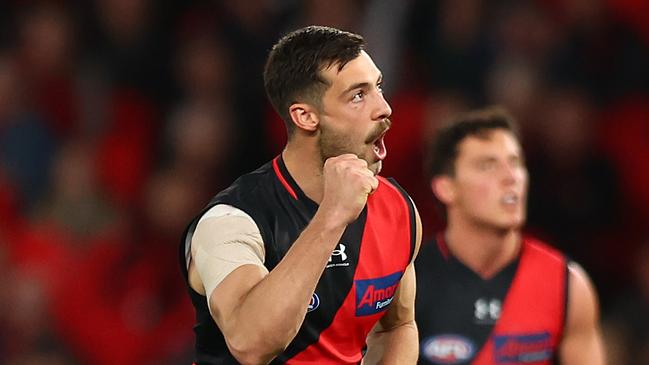 Kyle Langford was Essendon’s matchwinner. Picture: Graham Denholm/AFL Photos via Getty Images.