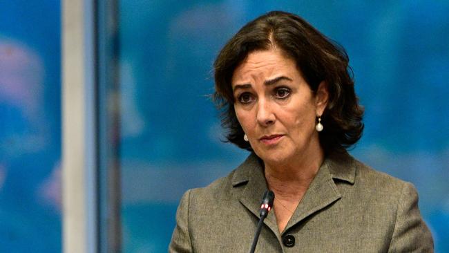 Amsterdam Mayor Femke Halsema addresses an emergency meeting of the Amsterdam city council days after the November violence. Picture: AFP