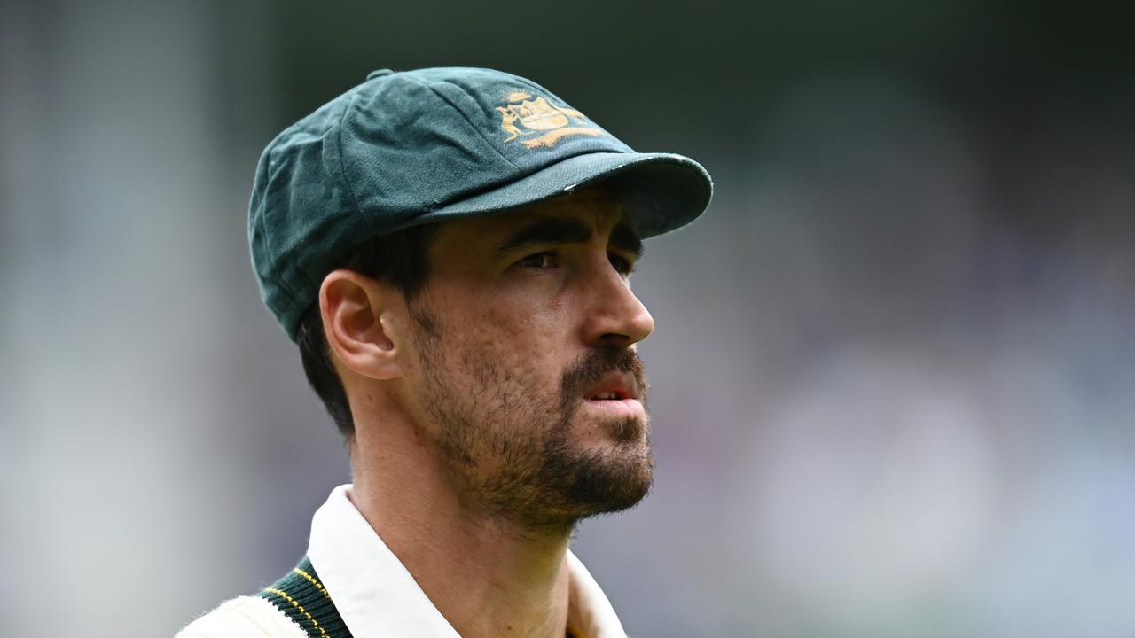MELBOURNE, AUSTRALIA - DECEMBER 26: Mitchell Starc of Australia looks on during day one of the Third Test match in the Ashes series between Australia and England at Melbourne Cricket Ground on December 26, 2021 in Melbourne, Australia. (Photo by Quinn Rooney/Getty Images)