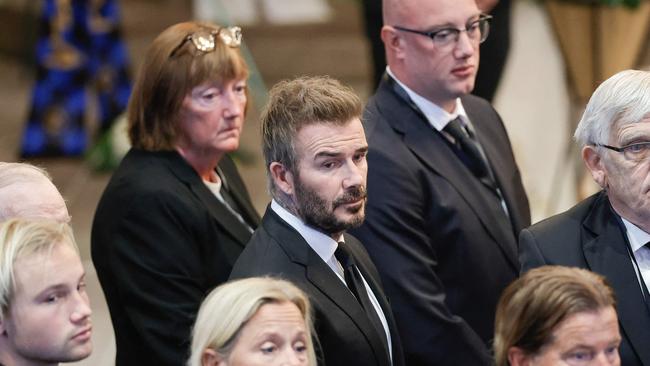 David Beckham was solemn in the crowd farewelling Eriksson. Photo by Adam Ihse/TT / various sources / AFP