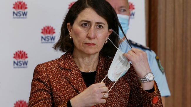 NSW Premier Gladys Berejiklian at a press conference on July 26, 2021. Picture: Lisa Maree Williams Pool/Getty Images