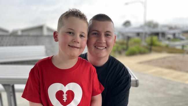 Kyle Taylor and his nephew Chase Stuart, 7. Picture: Annie Lewis