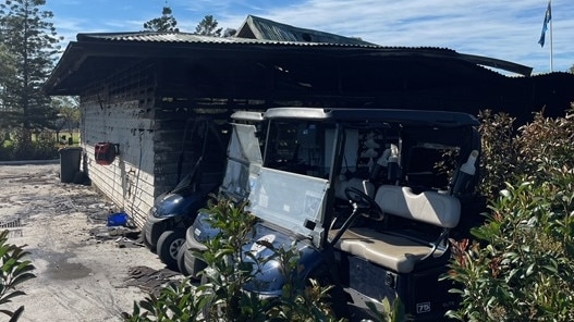 The pro shop at Brisbane Golf Club was destroyed by fire overnight. Picture: Steve Pohlner