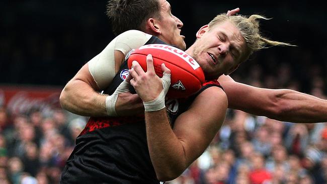 Michael Hurley marks under pressure. Picture: George Salpigtidis