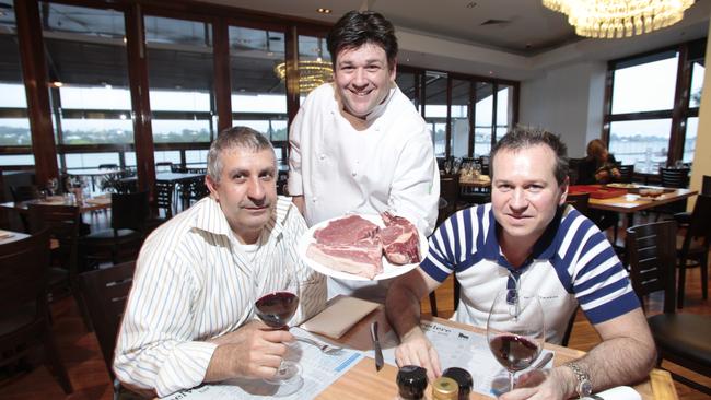 Belvedere owner Cosimo Carvignese with Mark Maric and Gianni Greghini when the restaurant opened in 2012. Picture: Adam Armstrong