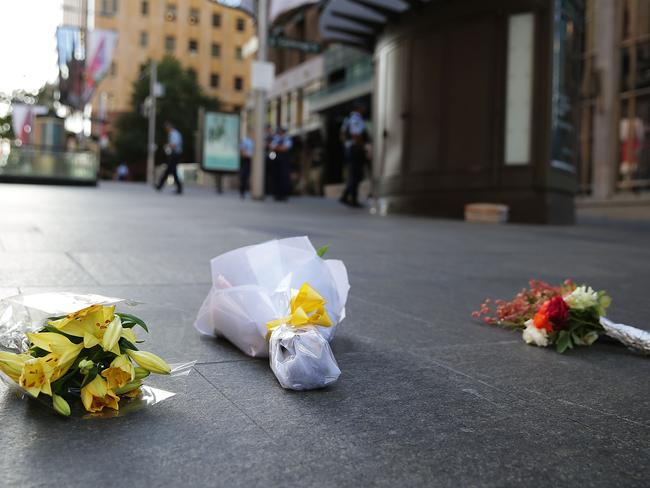 Mourners leaving flowers at Martin Place. Picture: Mark Metcalfe/Getty Images