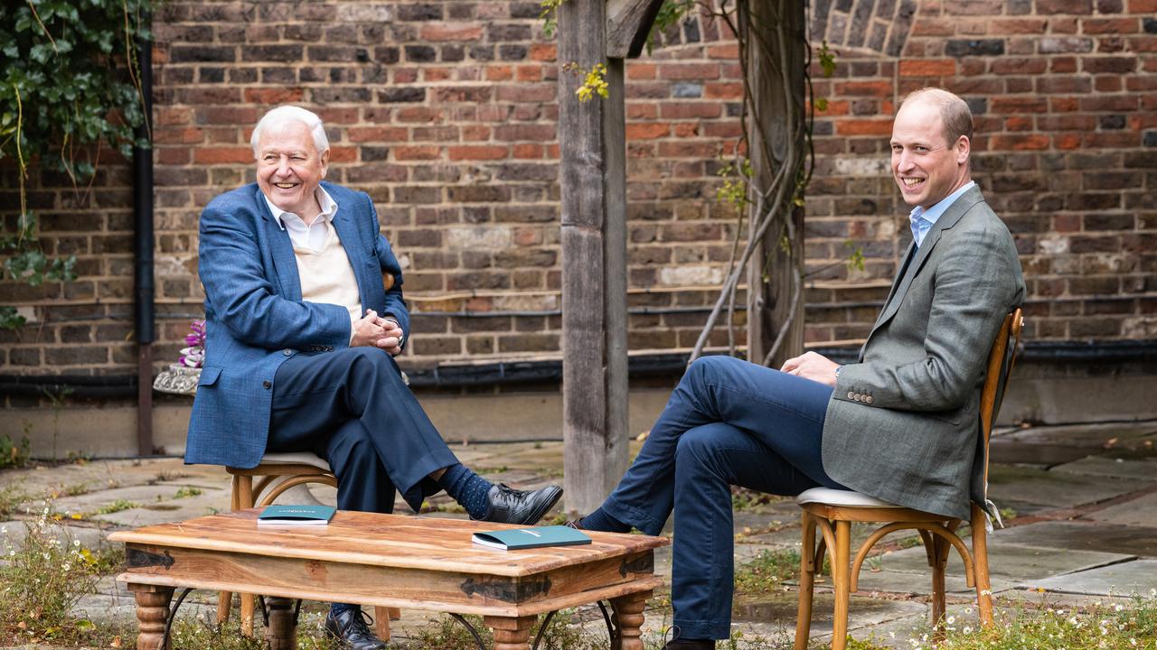 Prince William Duke of Cambridge and Sir David Attenborough discuss The Earthshot Prize at Kensington Palace. Picture: Kensington Palace via Getty Images.