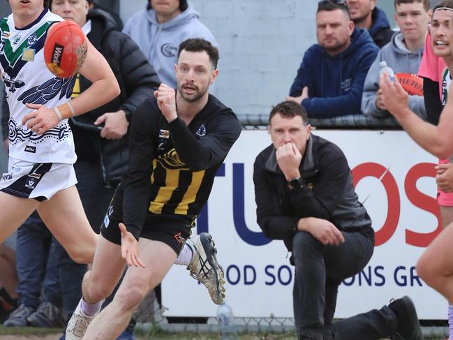 Colac coach Rowan McSparron watching Darcy Lang Picture: Mark Wilson