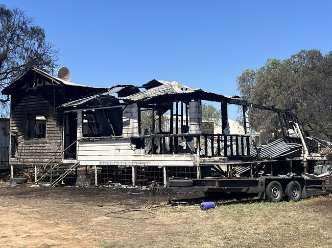 A house was destroyed by fire in Roma on November 14, 2024 with police investigating the cause of the blaze. Photo: Contributed.