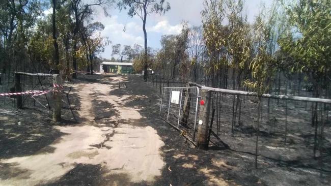 The Millmerran Down bushfire was 80 per cent contained when it jumped the highway on Tuesday afternoon.