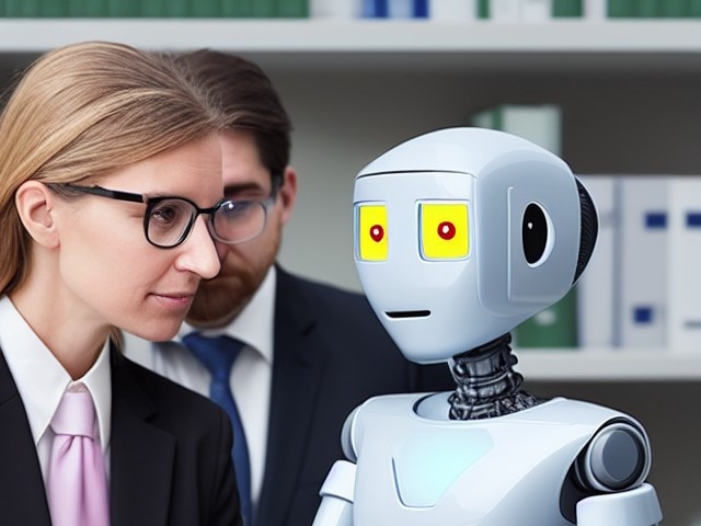 Lawyer and robot work together - AI generated image. Picture: Leonardo.ai/Melanie Burgess