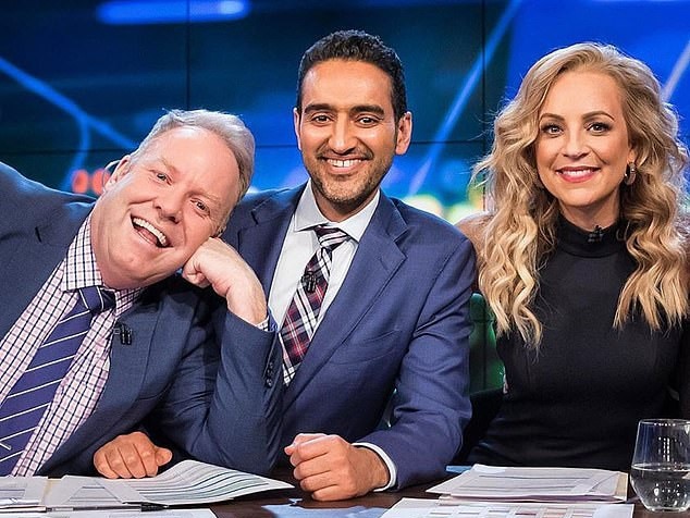 Peter Helliar, Waleed Aly and Carrie Bickmore from The Project.