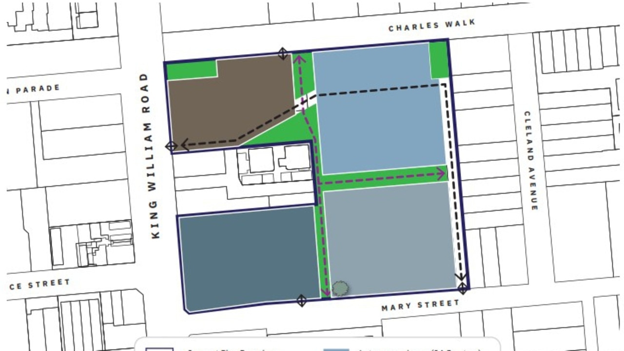 Proposed plans for a King William Rd code amendment show multistorey buildings could be put on the Unley site. Picture: MasterPlan SA