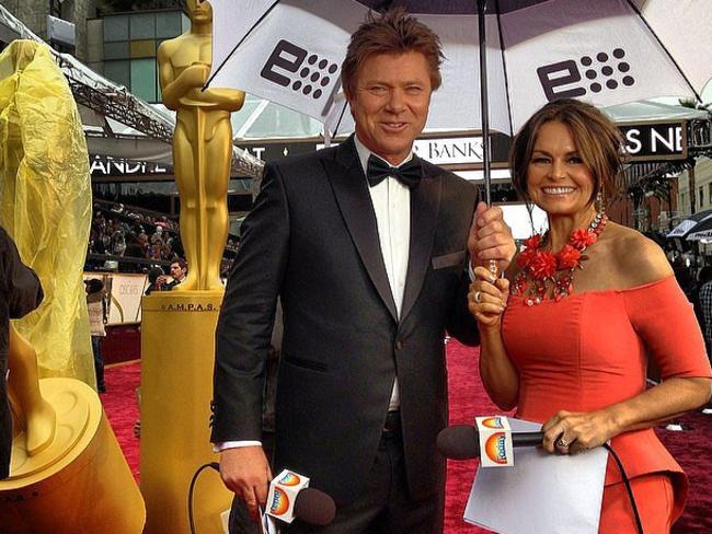 Richard Wilkins and Lisa Wilkinson on the 2014 Oscars red carpet.