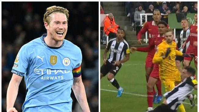 Kevin De Bruyne broke Manchester City's funk with a vintage display, while league leaders Liverpool suffered late heartbreak at Newcastle.