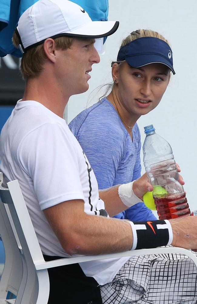 He put a ring on it: Luke Saville and Daria Gavrilova. Picture: Julie Kiriacoudis