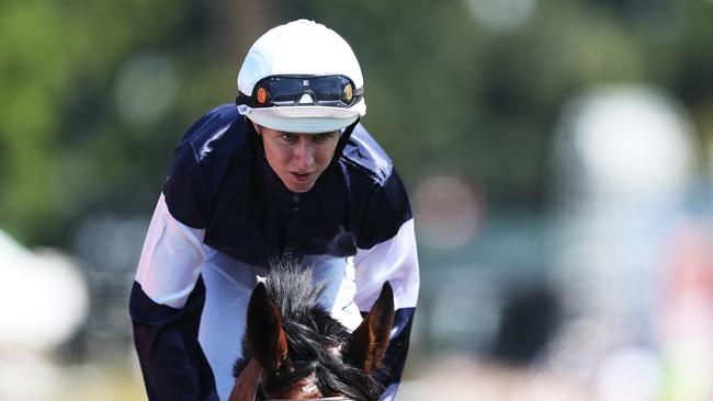 Damian Lane riding King Of Leogrance makes his way back to the mounting yard after winning Race 2 the Roy Higgins Quality during Melbourne Racing at Flemington Racecourse. Picture: Jack Thomas/Getty Images.